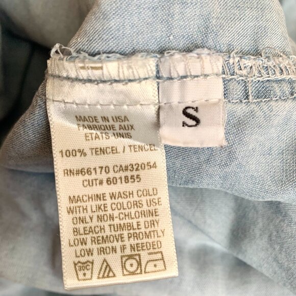 Anthropologie Cloth & Stone Chambray T Shirt Coastal Cowgirl Boho Chic Farmer - Picture 10 of 12